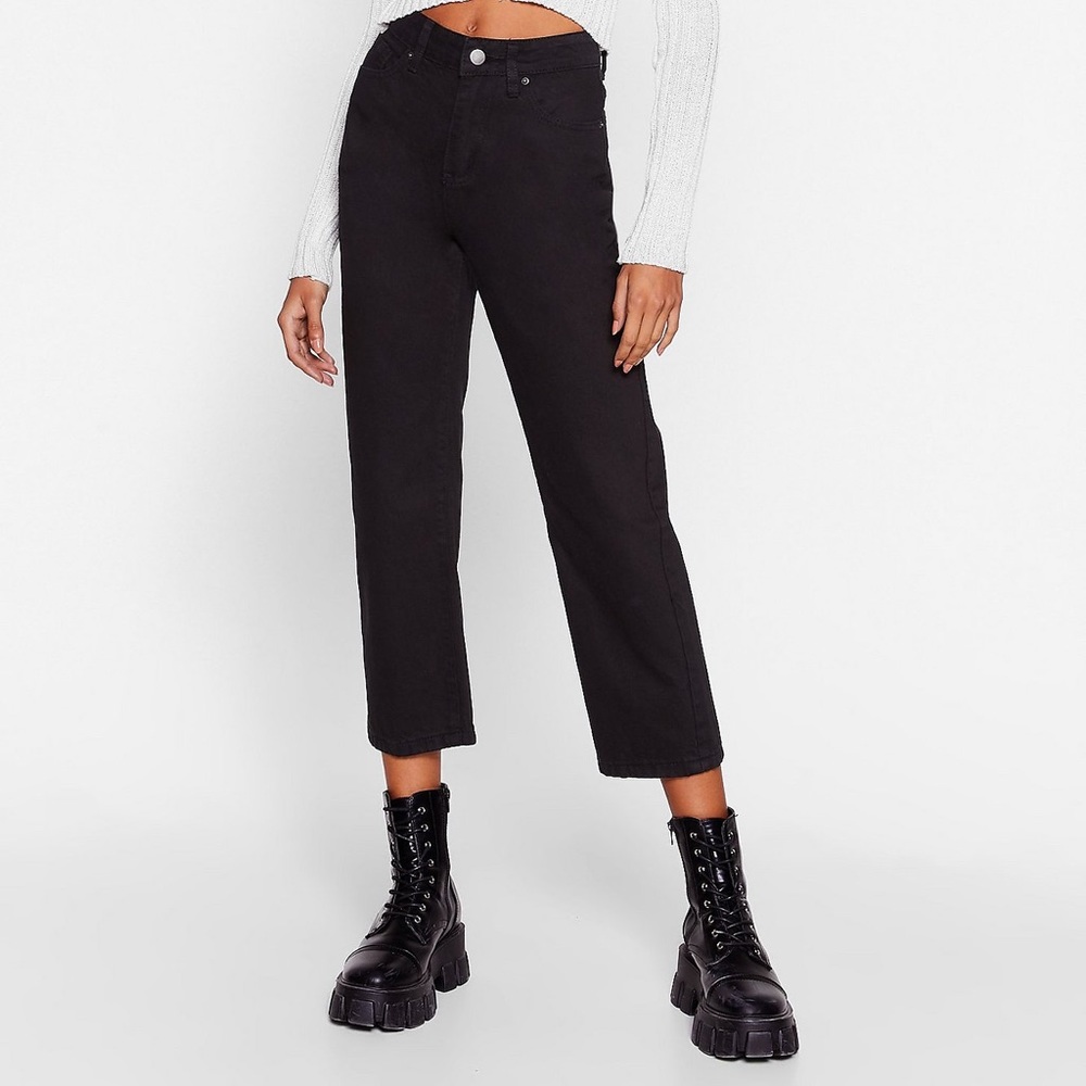 Nasty gal black high waisted cropped jeans